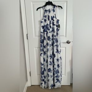 Nine West blue/white floral maxi dress NWT